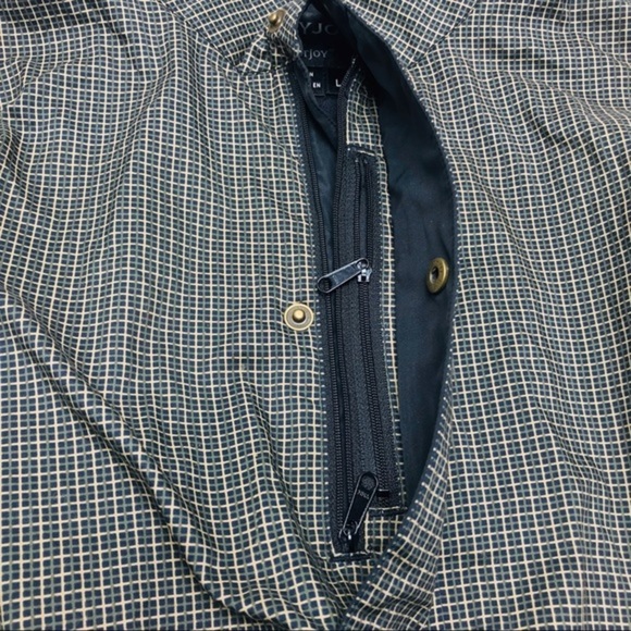 Dryjoys By Footjoy Plaid Checks Golf Jacket Large Brown Blue lightweight - Picture 3 of 10